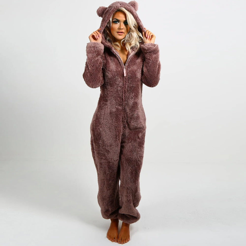 Nia - Superweiche Fleece-Overall mit Bärenohren