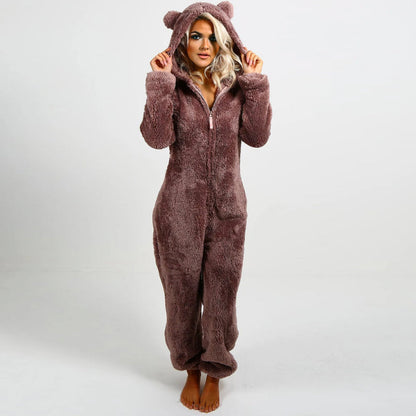 Nia - Superweiche Fleece-Overall mit Bärenohren