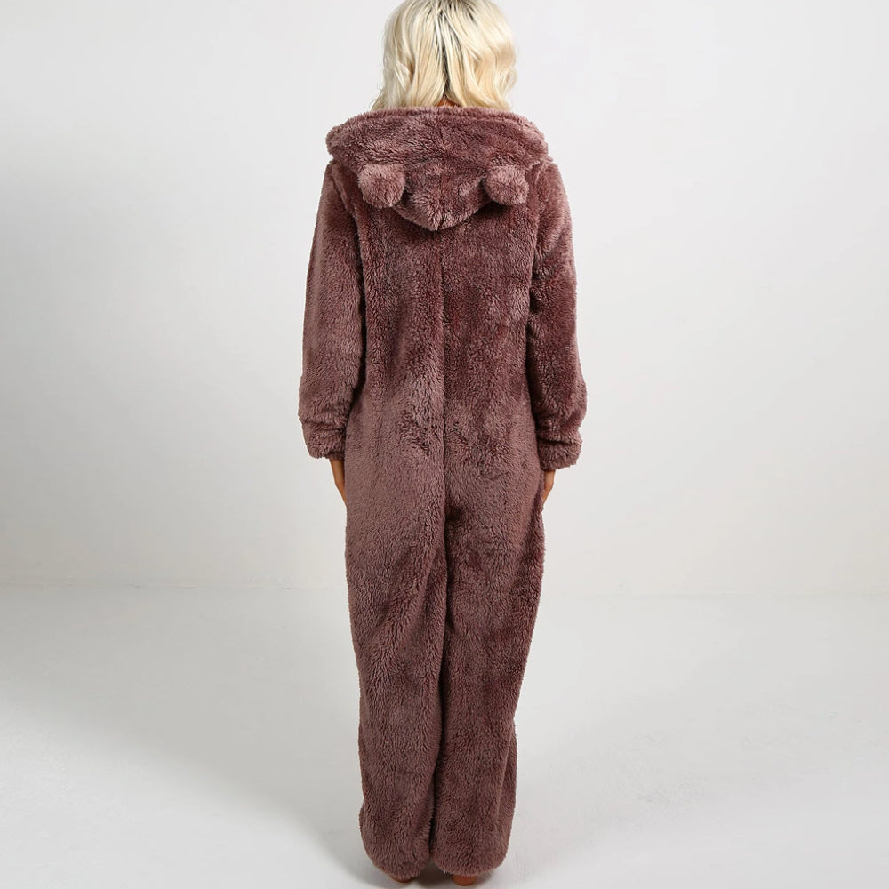 Nia - Superweiche Fleece-Overall mit Bärenohren