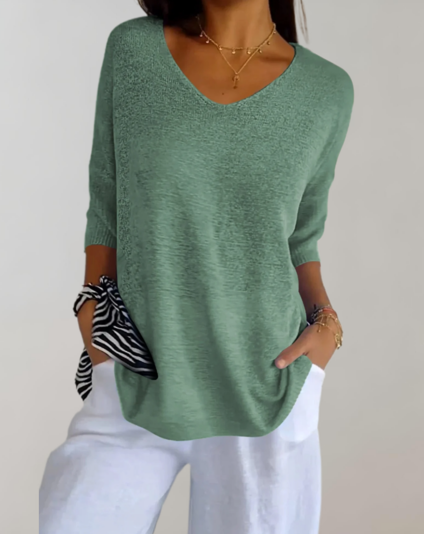 Isabeau - Leichter und Strickpullover für den Frühling, Elegant, mit Weitem Ausschnitt und Halbarm