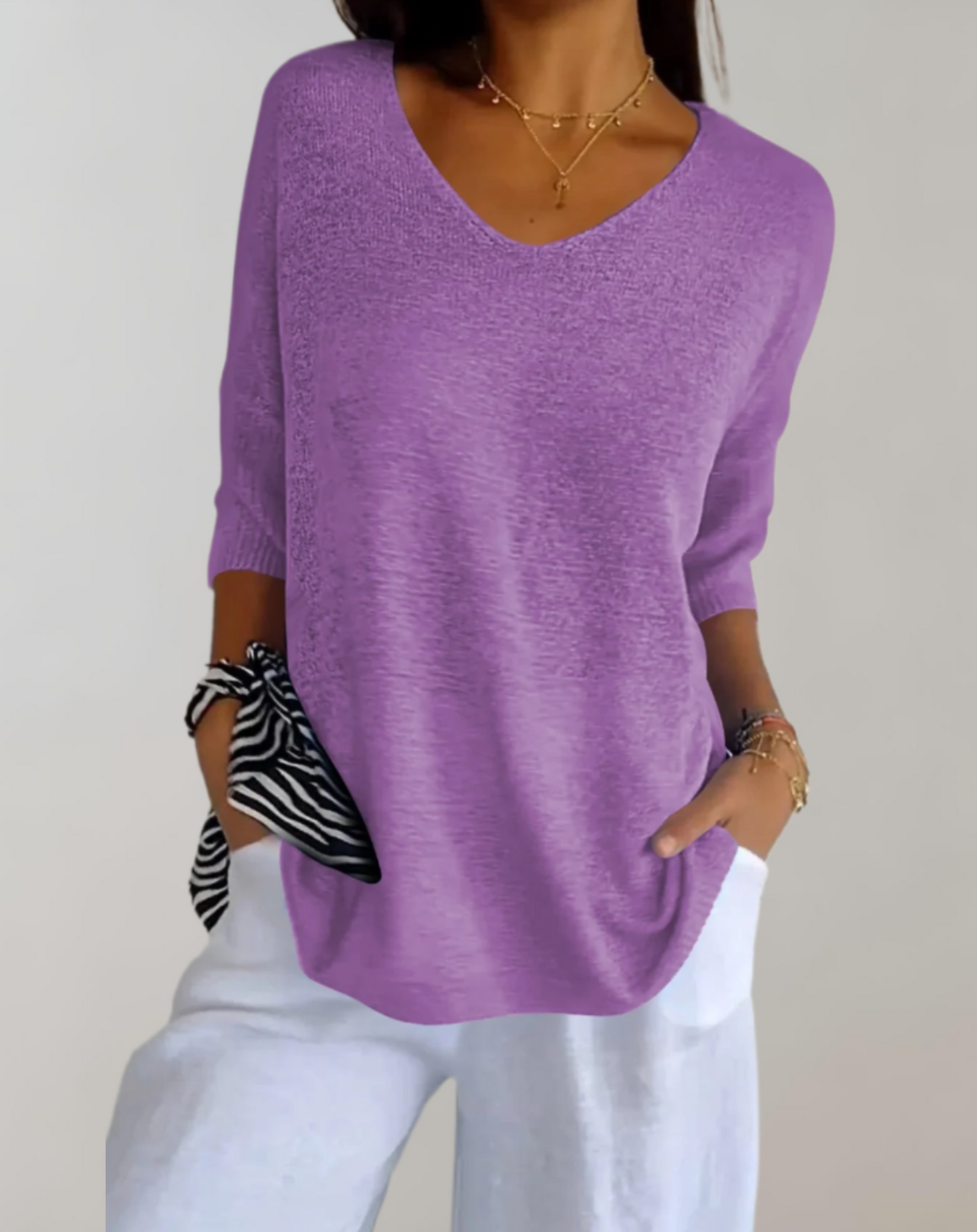 Isabeau - Leichter und Strickpullover für den Frühling, Elegant, mit Weitem Ausschnitt und Halbarm