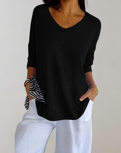 Isabeau - Leichter und Strickpullover für den Frühling, Elegant, mit Weitem Ausschnitt und Halbarm