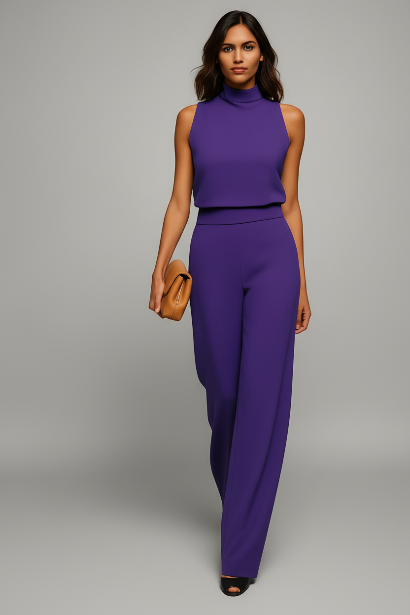 Eleganter Jumpsuit für Damen – Ärmellos & Figurstreckend in fließendem Design