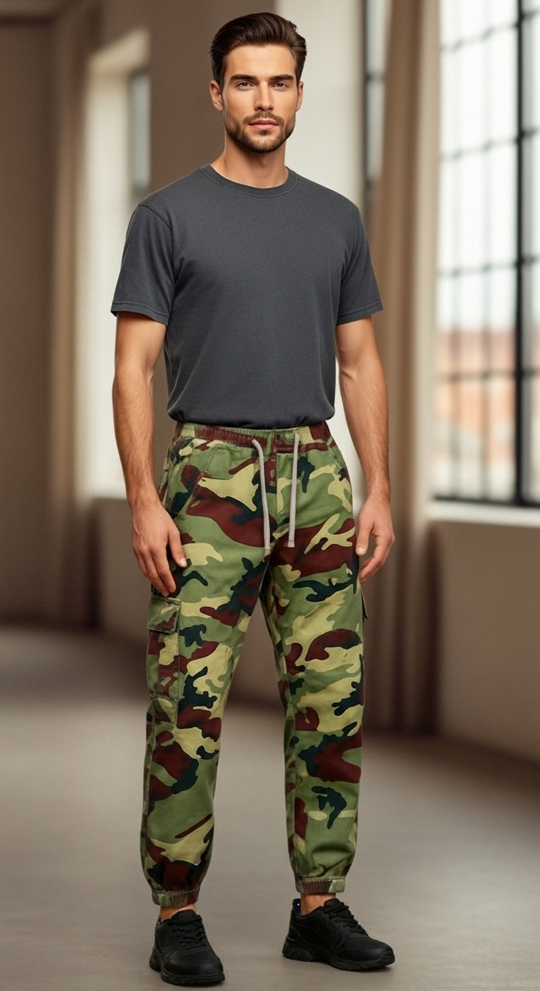 Maxime - Herren Cargo Jogger Pants, Militärstil, Baumwollmischung