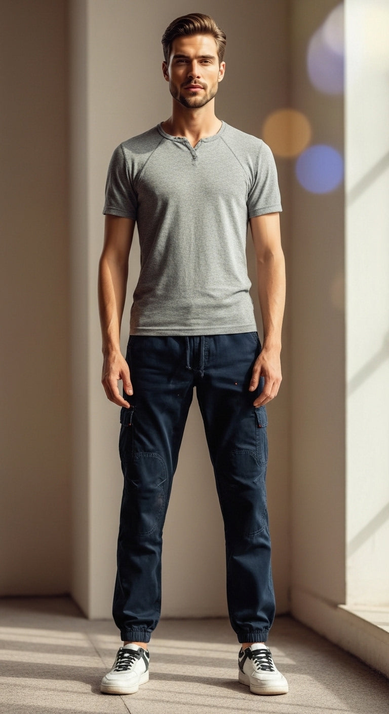 Maxime - Herren Cargo Jogger Pants, Militärstil, Baumwollmischung