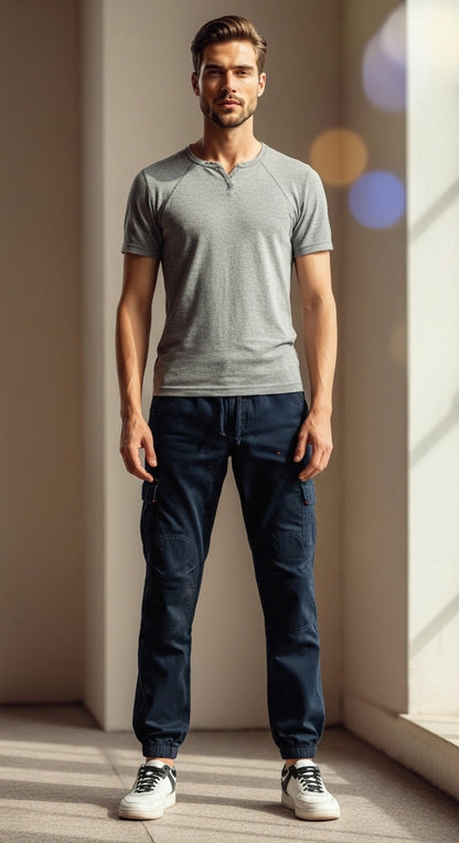 Maxime - Herren Cargo Jogger Pants, Militärstil, Baumwollmischung