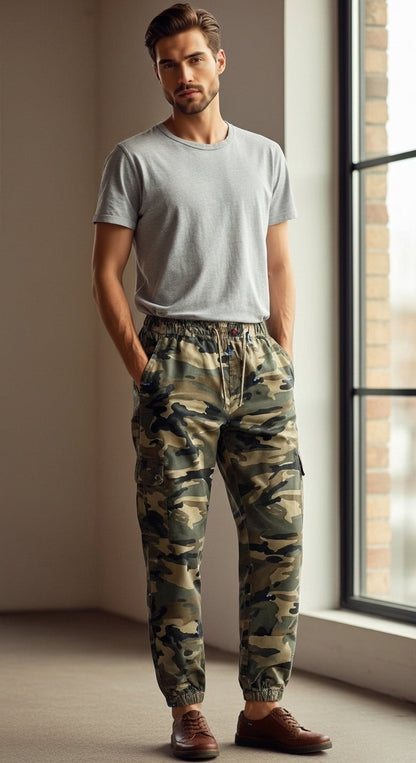 Maxime - Herren Cargo Jogger Pants, Militärstil, Baumwollmischung