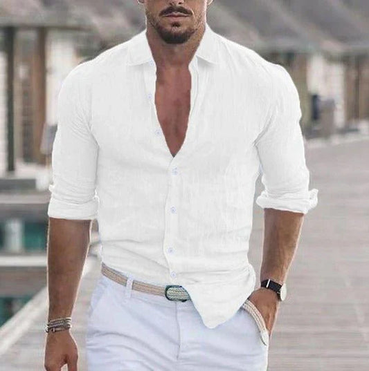 Leinenhemd mit Knopfleiste für Herren – Luftiges Sommerhemd mit Slim Fit