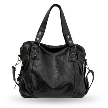 Marine - Große Handtasche aus weichem Leder