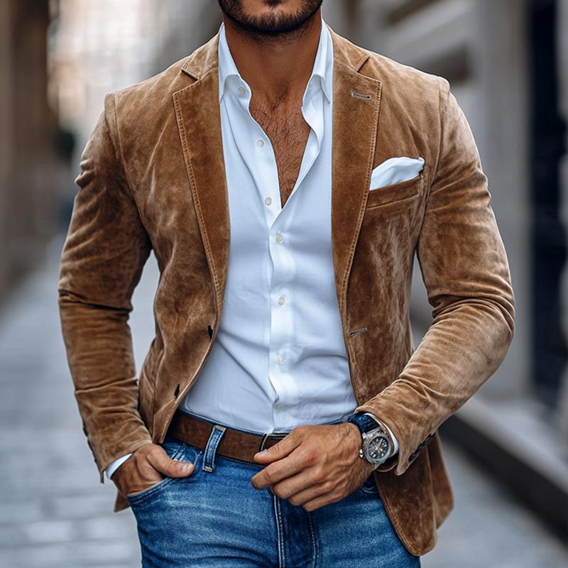 Jacques - Elegante Jacke aus hellbraunem Samt für Herren
