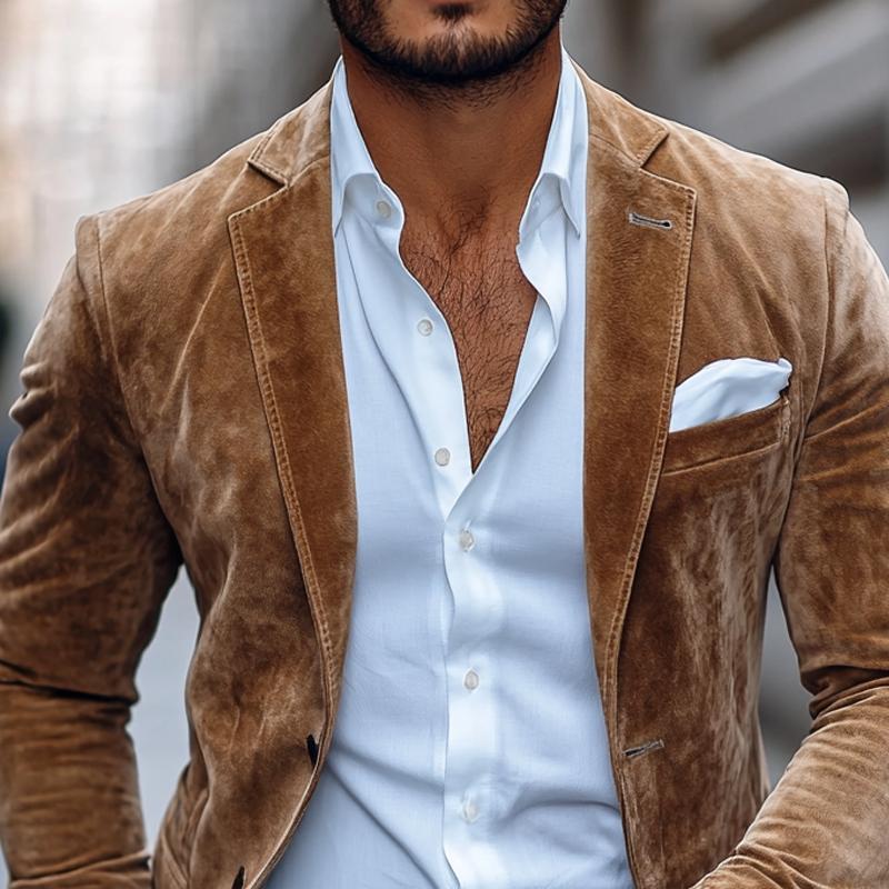 Jacques - Elegante Jacke aus hellbraunem Samt für Herren