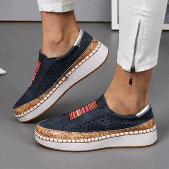 Bequeme Slip-On Sneaker für Damen – Atmungsaktive Freizeitschuhe mit Keilsohle