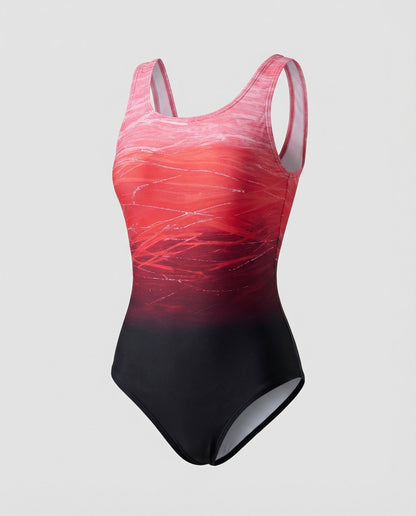Figurformender Badeanzug für Damen – Farbverlauf Design & Eleganter Rückenausschnitt