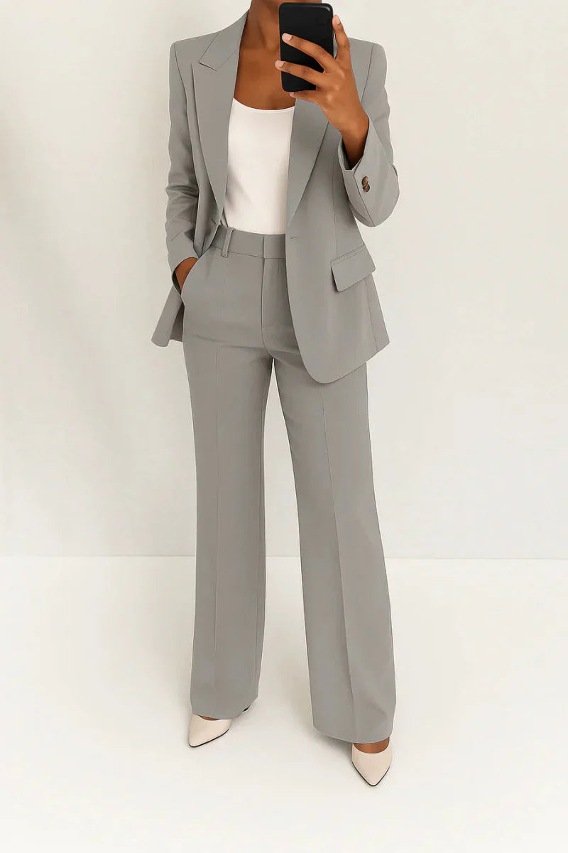 Roséline - Professionelles Zweiteiliges Ensemble für Frauen, bestehend aus einem Blazer und einer Hose, in einfarbiger Ausführung