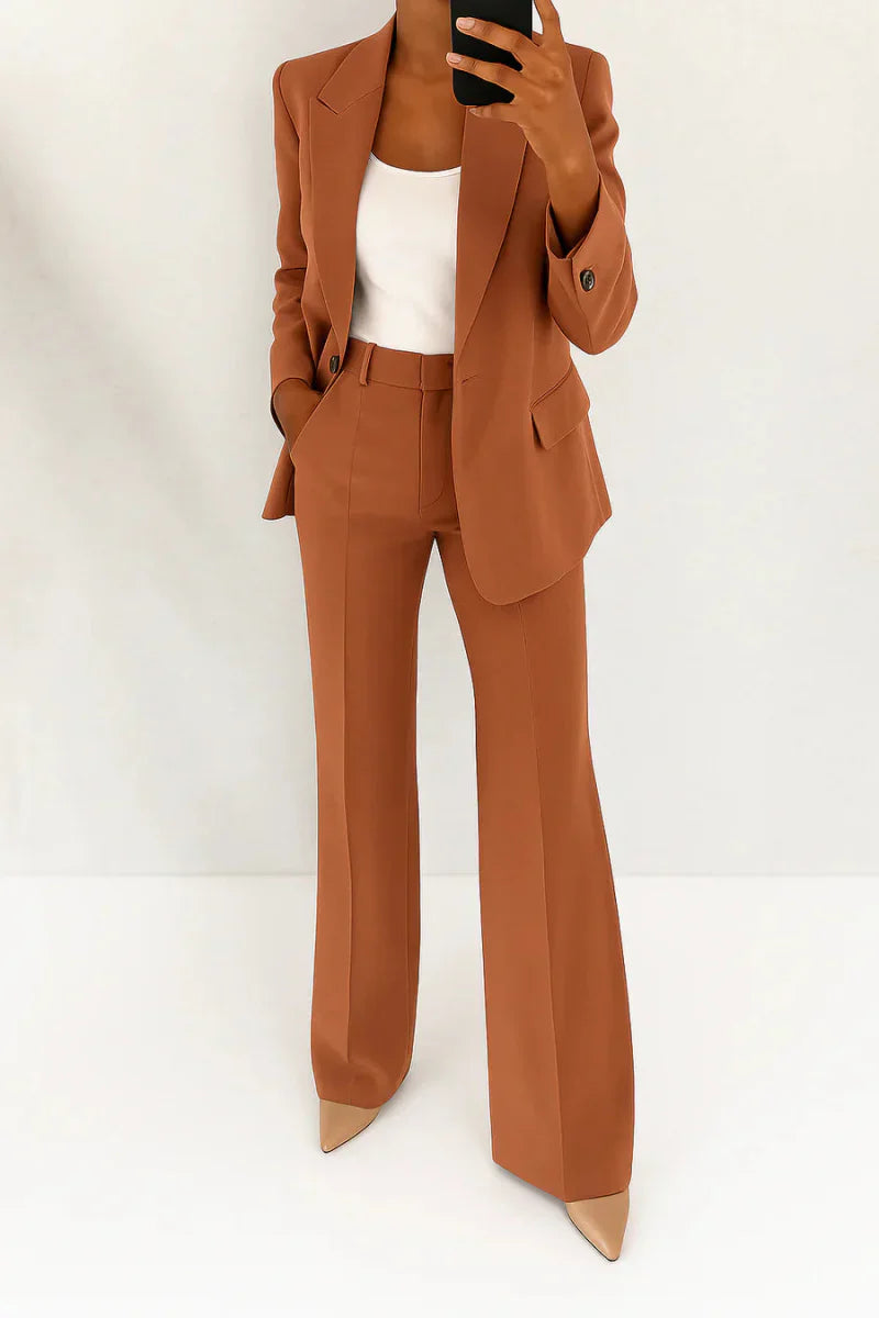 Roséline - Professionelles Zweiteiliges Ensemble für Frauen, bestehend aus einem Blazer und einer Hose, in einfarbiger Ausführung