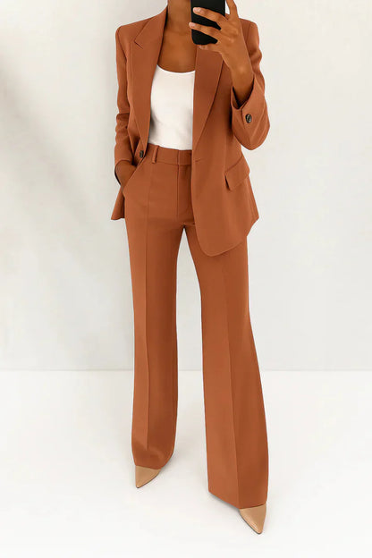Roséline - Professionelles Zweiteiliges Ensemble für Frauen, bestehend aus einem Blazer und einer Hose, in einfarbiger Ausführung