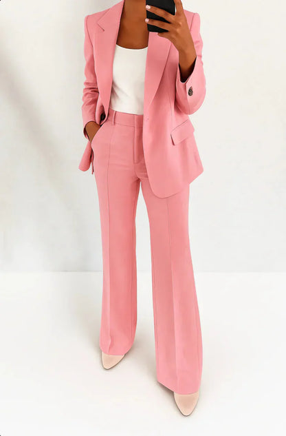 Roséline - Professionelles Zweiteiliges Ensemble für Frauen, bestehend aus einem Blazer und einer Hose, in einfarbiger Ausführung
