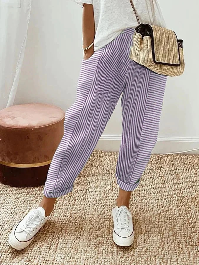 Lässiger Sommerlook für Frauen Gestreifte Hose mit Lockerem Schnitt und Bequemer Passform
