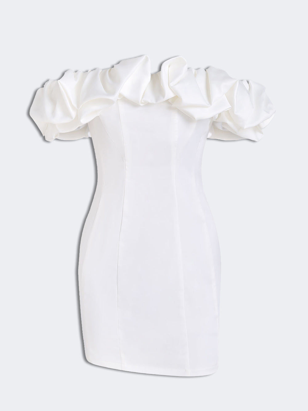 Faylisse - Mini-Party Kleid aus Satin mit Rüschen und ohne Träger