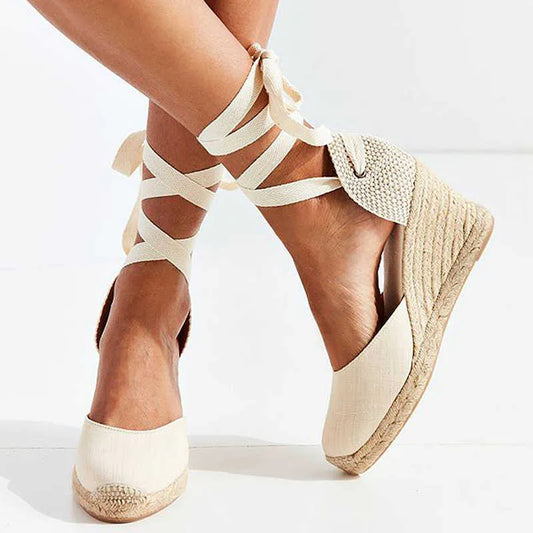 Elegante Damen Espadrilles Wedges mit Schnürung – Sommer Sandalen mit Keilabsatz & Komfort