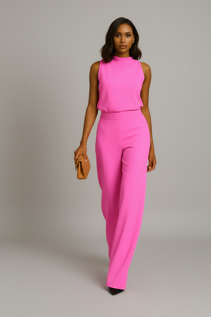 Eleganter Jumpsuit für Damen – Ärmellos & Figurstreckend in fließendem Design