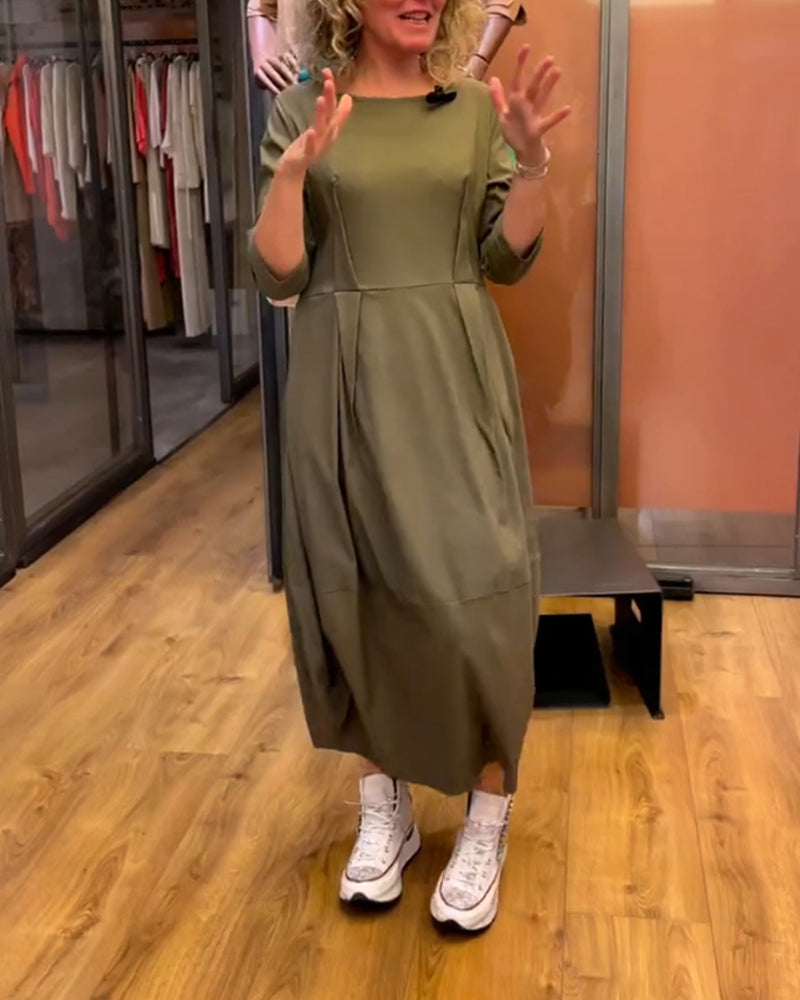 Sidonie - Bequeme und Figurbetonte Kleid mit Bootsausschnitt, Ausgestelltem Rock und Halbarm