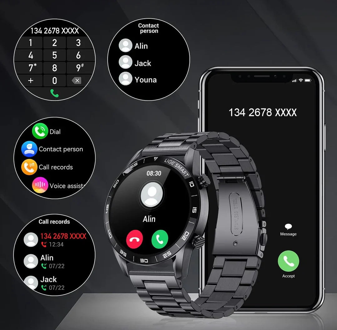ChronoVivant - Luxuriöse Smartwatch für Herren | Multisport-Modus | Gesundheitsüberwachung
