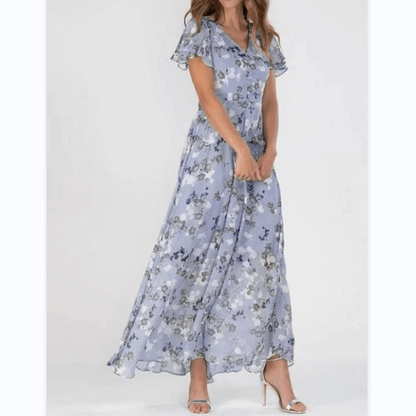 Amarante - Maxikleid mit Volantärmeln und floralem Muster