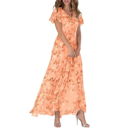 Amarante - Maxikleid mit Volantärmeln und floralem Muster
