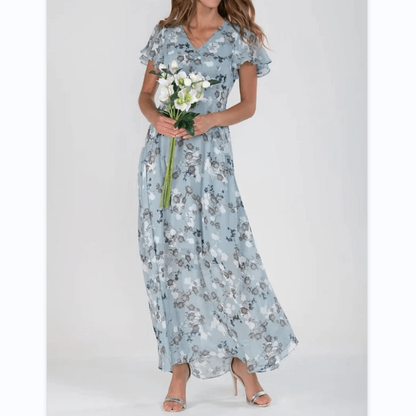 Amarante - Maxikleid mit Volantärmeln und floralem Muster