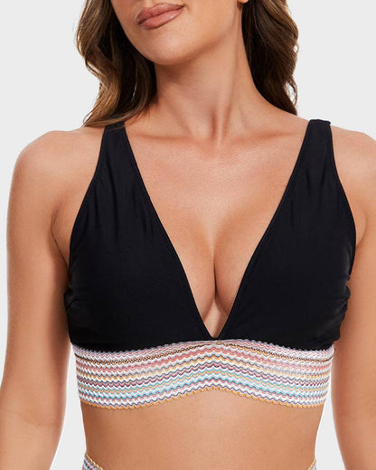 Stylischer Bikini für Damen mit High-Waist Hose – V-Ausschnitt & Figurformend