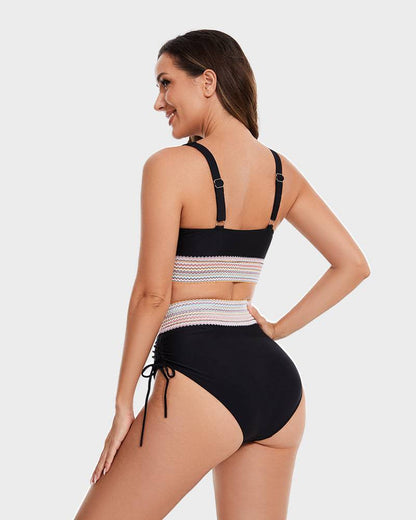 Stylischer Bikini für Damen mit High-Waist Hose – V-Ausschnitt & Figurformend