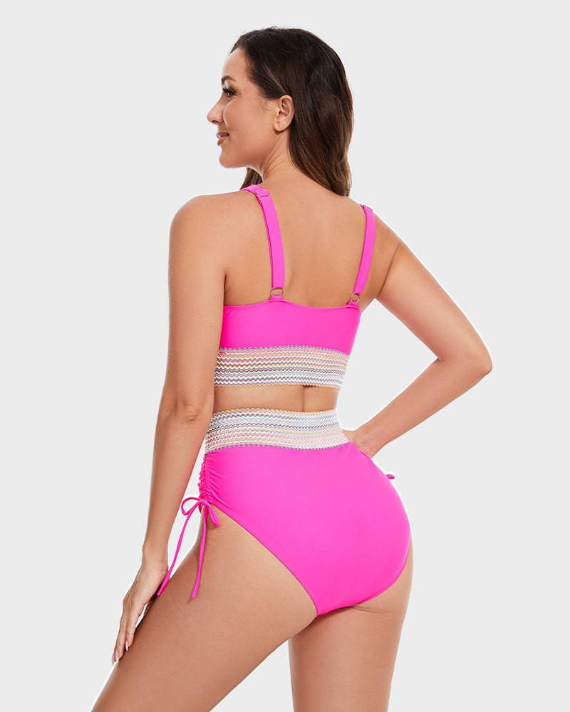 Stylischer Bikini für Damen mit High-Waist Hose – V-Ausschnitt & Figurformend