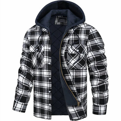 Léon - Karierte Kapuzenjacke für Herren | Sherpa-Futter | Lässige und Warme Schicht
