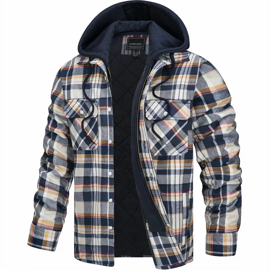 Léon - Karierte Kapuzenjacke für Herren | Sherpa-Futter | Lässige und Warme Schicht