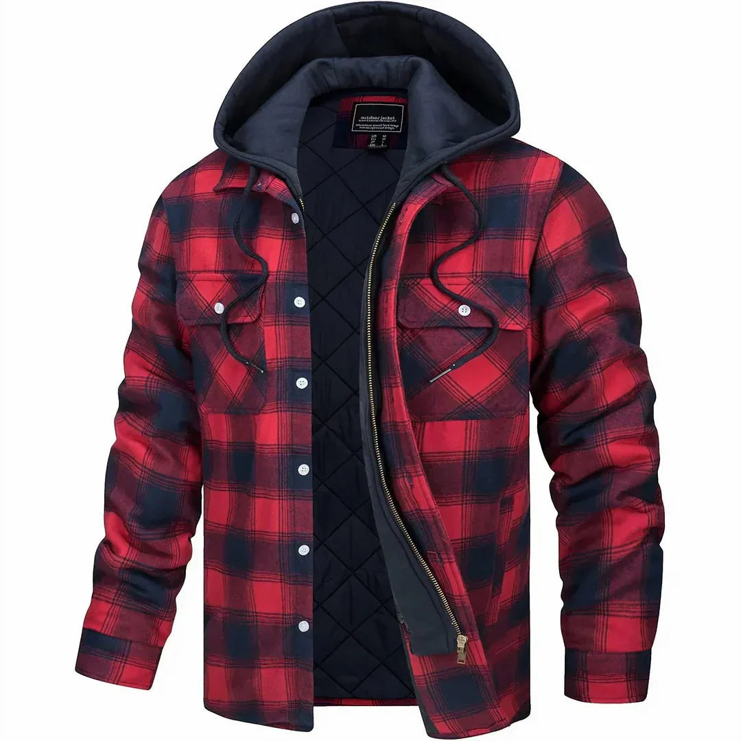 Léon - Karierte Kapuzenjacke für Herren | Sherpa-Futter | Lässige und Warme Schicht