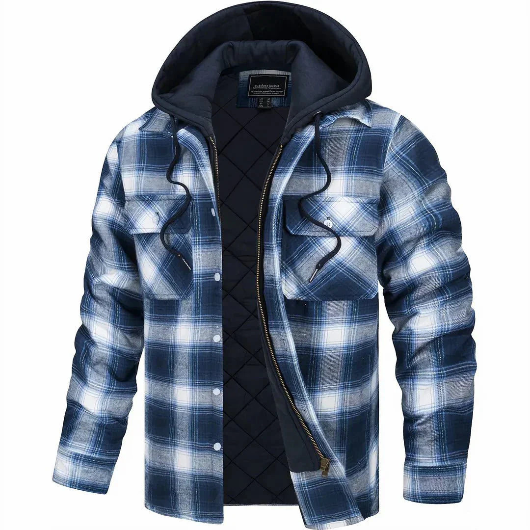 Léon - Karierte Kapuzenjacke für Herren | Sherpa-Futter | Lässige und Warme Schicht
