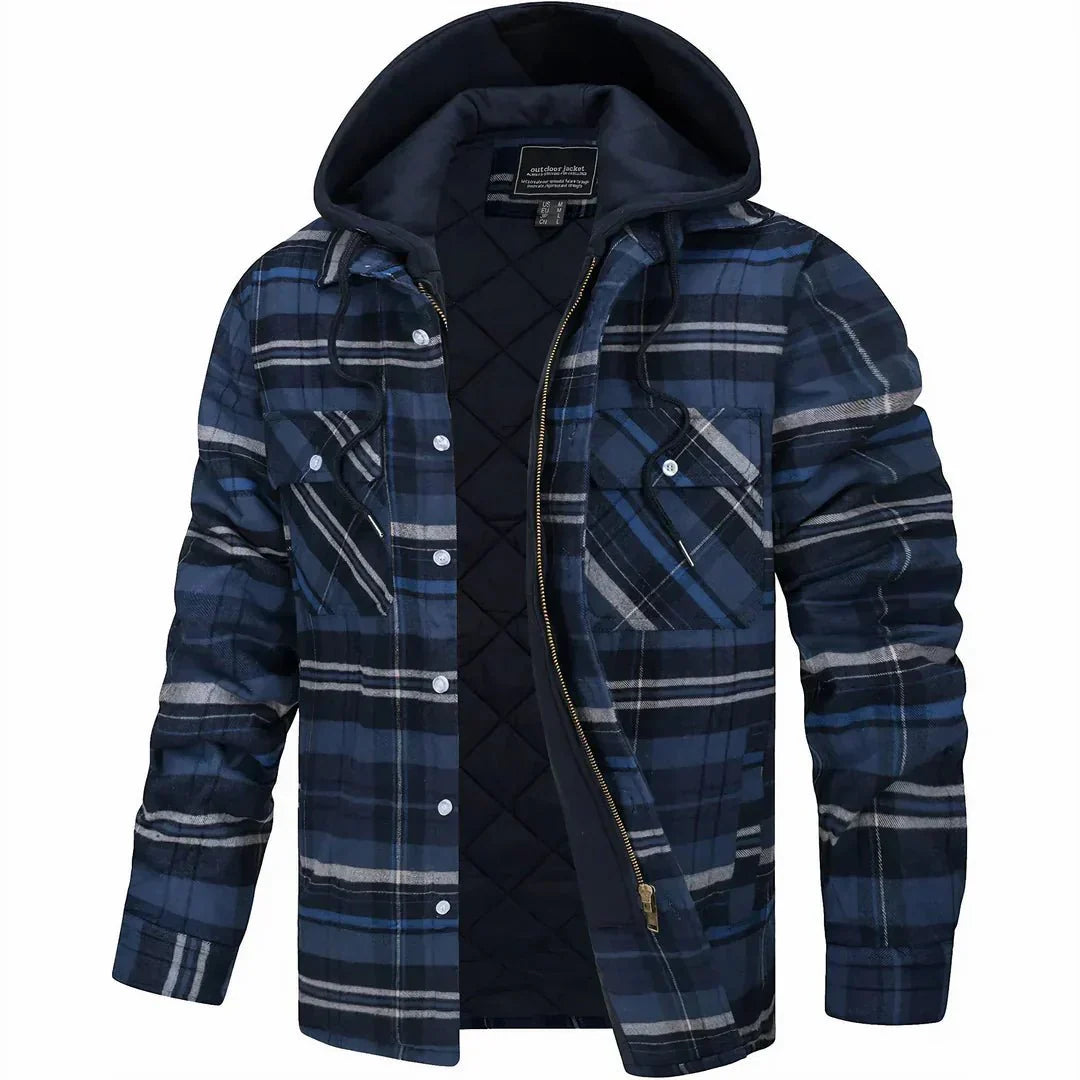 Léon - Karierte Kapuzenjacke für Herren | Sherpa-Futter | Lässige und Warme Schicht