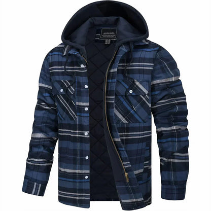 Léon - Karierte Kapuzenjacke für Herren | Sherpa-Futter | Lässige und Warme Schicht