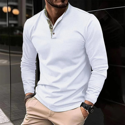 Édrien - Elegantes Herren-Polo für den Frühling mit langen Ärmeln und farbigem Kragen