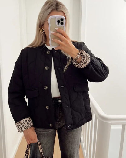 Steppjacke Damen mit Leo-Details – Leichte Übergangsjacke gesteppt & stylisch