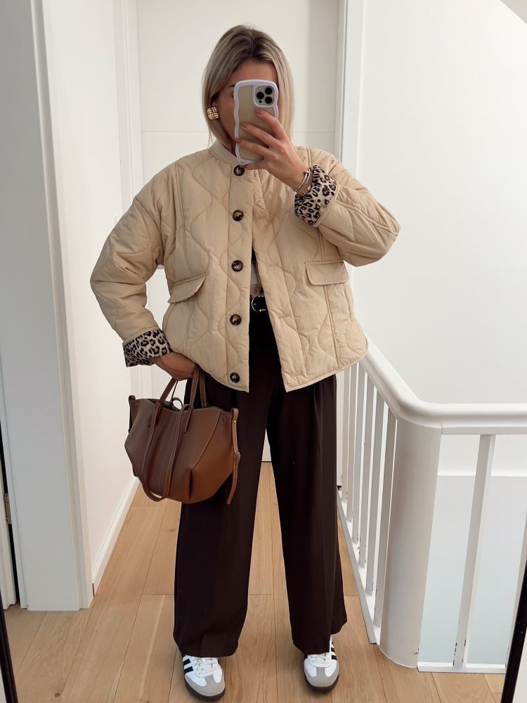 Steppjacke Damen mit Leo-Details – Leichte Übergangsjacke gesteppt & stylisch