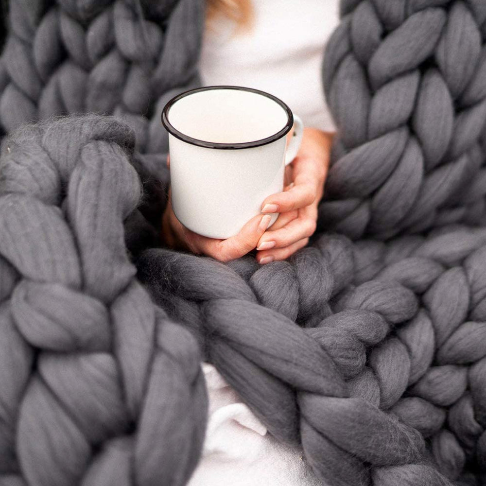 Chunky XL Wollgarn 1000 Gramm DIY zum Stricken einer wunderbar weichen Decke